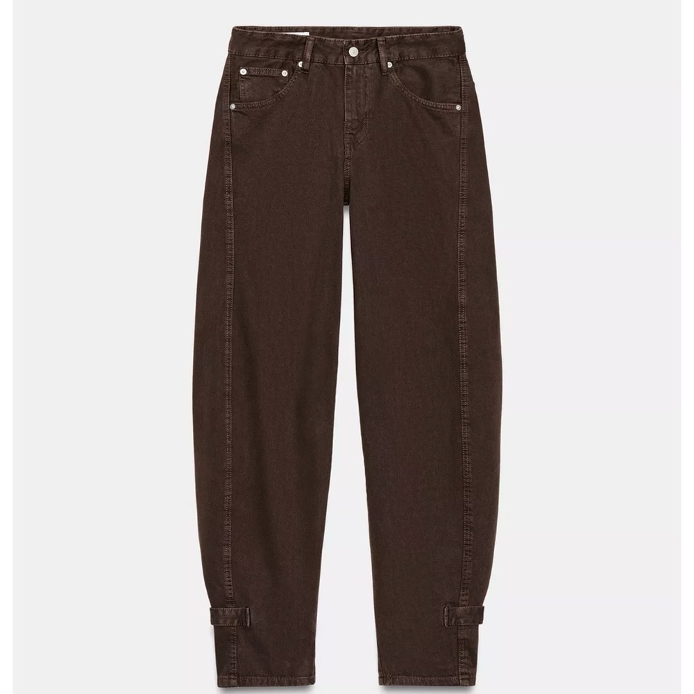Brand New With Tags Brown High-Waisted Barrel Jeans